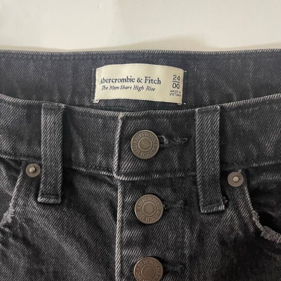 Abercrombie & Fitch Curve Love The Mom Short High Rise Black Denim - Size 24/00 - Picture 5 of 6